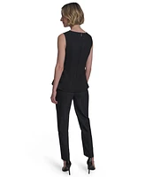 Halston Women's Sleeveless Round-Neck Peplum Top