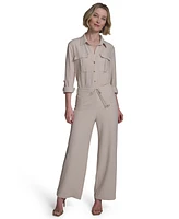 Halston Women's Drawstring Pull-On Wide-Leg Pants
