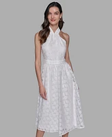 Karl Lagerfeld Paris Women's Organza Burnout Midi Dress
