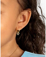 Tiny Blessings Children's 14K Gold Pave Heart Drop Classic 11mm Girls' Huggie Hoop Earrings