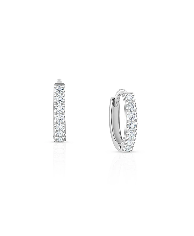 Tiny Blessings Children's Sterling Silver 9mm Timeless Pave Huggie Hoop Earrings