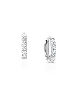 Tiny Blessings Children's Sterling Silver 9mm Timeless Pave Huggie Hoop Earrings