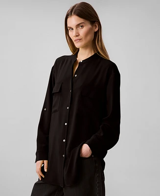 Calvin Klein Women's Crepe Relaxed Button-Front Shirt