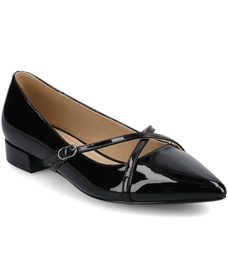 Journee Collection Women's Camby Crisscross Strap Pointed Toe Dress Flats