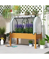 Outsunny 48"x22"x46" Raised Garden Bed with Pe house Cover,