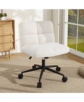 Cross Legged Chair with Wheels with Padded Seat Adjustable Height for Bedroom Study