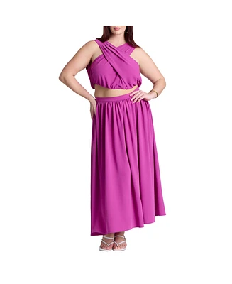 Eloquii Plus Flowy Printed Maxi Skirt