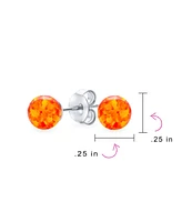 Bling Jewelry Set of 2 Minimalist Round Bead Natural Stones Opalescent Opal Drop Stud Earrings