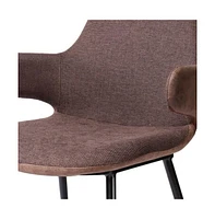 33" Stylish Brown Fabric and Faux Leather Accent Chair