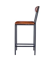 27" Brown and Black Manufactured Wood and Iron Bar Chair
