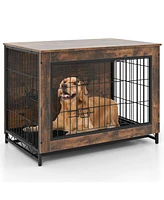 Double Lockable Doors Dog Crate Furniture with Removable Pull-out Tray – Elegant and Practical Pet Crate