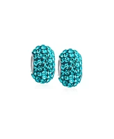 Bling Jewelry Set of 2 Solid Pave Crystal Bead Charm for European Bracelet with Sterling Silver Core