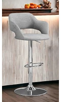 24 " Light Grey And Silver Metal Low Back Bar Height Bar Chair