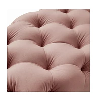 48" Blush And Black Upholstered Velvet Bench