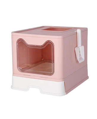 Bingopaw Cat Litter Boxes Pet Toilet with Scoop Drawer Top Opening
