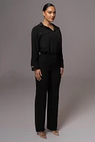 Jluxlabel Women's Black Stella Button Up Shirt