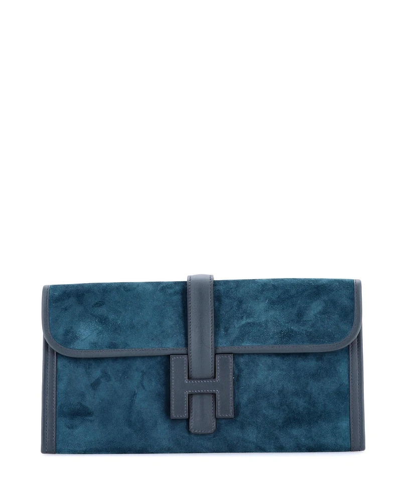 Pre-Owned Hermes 29 Jige Elan Clutch Doblis Suede