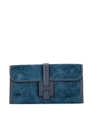 Pre-Owned Hermes 29 Jige Elan Clutch Doblis Suede