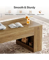 Tribesigns 47" Farmhouse Coffee Table with Storage, Rectangular Wooden Center Table with Sturdy Base Cocktail Tea Furniture for Living Room (Rustic Br
