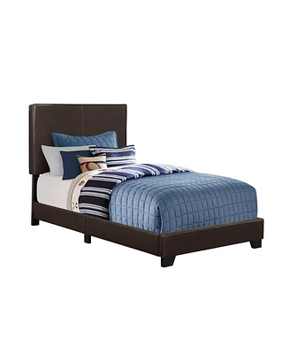 Solid Wood Twin Upholstered Faux Leather Bed Frame