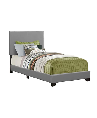 Solid Wood Twin Upholstered Faux Leather Bed Frame