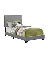 Solid Wood Twin Upholstered Faux Leather Bed Frame