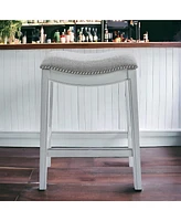 Upholstered And Solid Wood Backless Bar Height Bar Chair