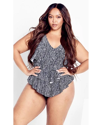Avenue Plus Pia V-Tiered 1-Piece Swimsuit