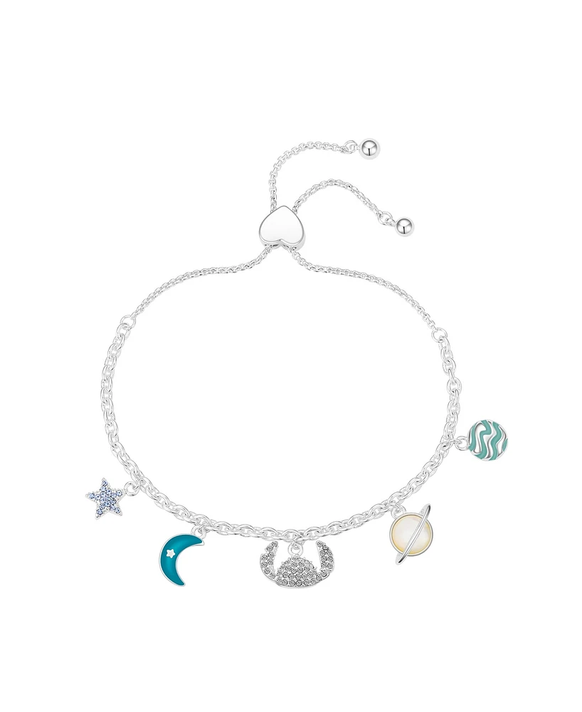 Disney Crystal and Mother of Pearl Stitch Outer Space Bolo Bracelet