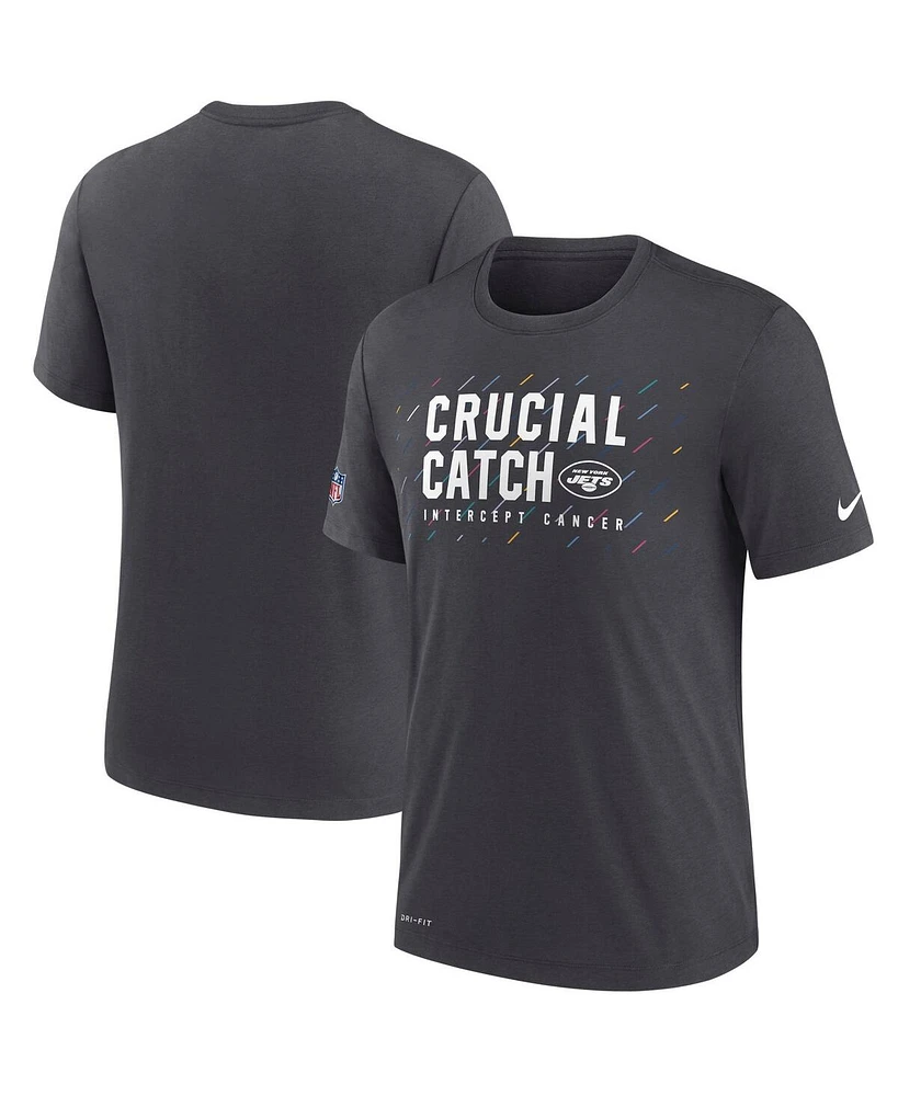Nike Men's Charcoal New York Jets Nfl Crucial Catch Performance T-Shirt
