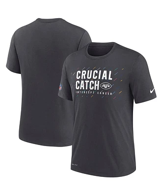 Nike Men's Charcoal New York Jets Nfl Crucial Catch Performance T-Shirt