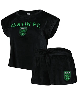 Concepts Sport Women's Black Austin Fc Intermission T-Shirt and Shorts Sleep, Set of 2