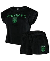 Concepts Sport Women's Black Austin Fc Intermission T-Shirt and Shorts Sleep, Set of 2