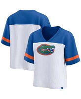 Fanatics Women's White/Royal Florida Gators Fundamentals Mesh Fashion T-Shirt