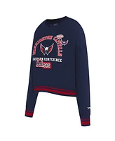 Pro Standard Women's Navy Washington Capitals Area Code Cropped Pullover Sweatshirt