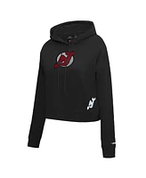 Pro Standard Women's Black New Jersey Devils Jewels Cropped Pullover Hoodie