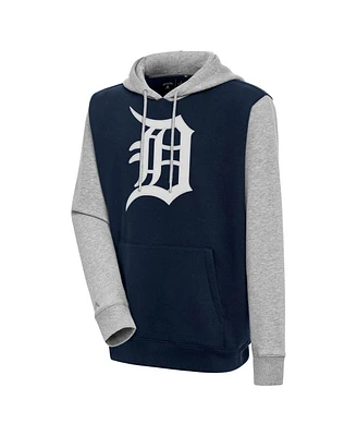 Antigua Men's Navy/Heather Gray Detroit Tigers Victory Pullover Hoodie