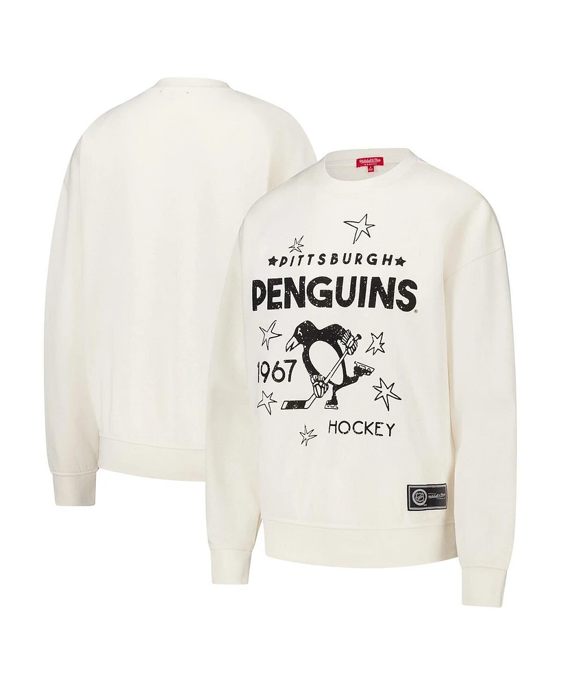 Mitchell & Ness Women's Cream Pittsburgh Penguins Logo 3.0 Pullover Sweatshirt