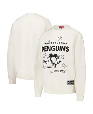 Mitchell & Ness Women's Cream Pittsburgh Penguins Logo 3.0 Pullover Sweatshirt