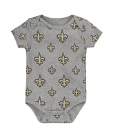 Outerstuff Baby Boys and Girls New Orleans Saints Team Starter Bodysuit Set, 3-Pack