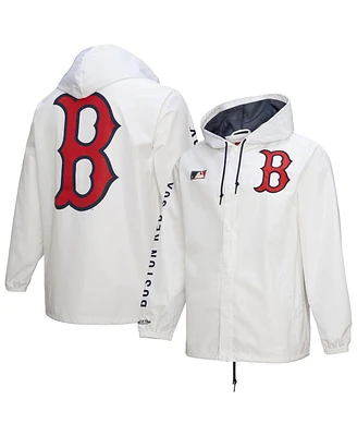 Mitchell & Ness Men's White Boston Red Sox Vintage Full-Snap Hooded Coaches Jacket