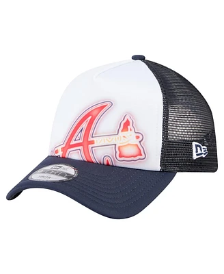 New Era Toddler White/Navy Atlanta Braves Painted A-Frame 9FORTY Trucker Adjustable Hat