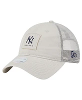 New Era Women's Light Beige New York Yankees Square Stitch 9TWENTY Adjustable Hat