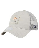 New Era Women's Light Beige Houston Astros Square Stitch 9TWENTY Adjustable Hat