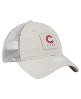 New Era Women's Light Beige Chicago Cubs Square Stitch 9TWENTY Adjustable Hat