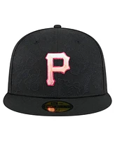 New Era Men's Black Pittsburgh Pirates Tonal Koi 59FIFTY Fitted Hat