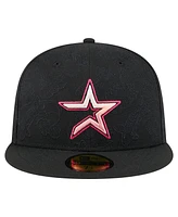 New Era Men's Black Houston Astros Tonal Koi 59FIFTY Fitted Hat