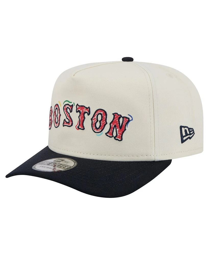 New Era Men's White Boston Red Sox Team Scribble Golfer Adjustable Hat