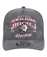 New Era Men's Charcoal Buffalo Sabres Throwback Washed A-Frame Pre-Curved 9FIFTY Snapback Hat