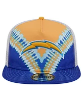 New Era Men's Gold/Blue Los Angeles Chargers Throwback Dye Golfer Snapback Hat